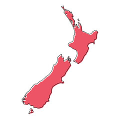 New zealand map symbol shape, travel web flat concept icon vector illustration .