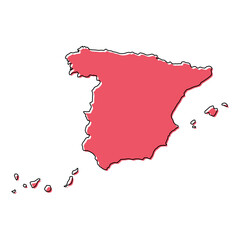Spain map symbol shape, travel web flat concept icon vector illustration .