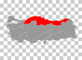 Black Sea Region of Turkey map symbol shape, travel web concept icon vector illustration .