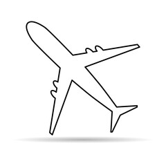 Airplane travel shadow symbol, plane design shape icon, aeroplane fly vector illustration .