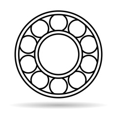 Bearing wheel shadow icon, rolling ball sign, flat web design vector illustration .