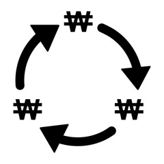 Won money change icon, trade cash information web symbol, convert sign vector illustration .