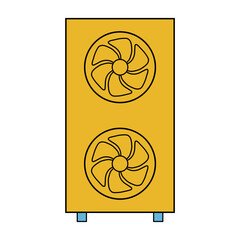 Heat pump air source icon, cooling electric system machine, cool web vector illustration .