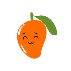 Cute funny mango fruit set collection. Vector hand drawn cartoon kawaii character illustration icon. Isolated on white background. Mango exotic baby fruit character bundle set concept. mango kawaiii