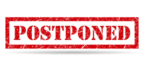 Postponed stamp symbol shadow, label sticker sign button, text banner vector illustration .