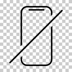 Mobile forbidden icon, no use phone sign, ban smartphone label vector illustration .