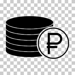 Ruble stack coin, flat icon money design, cash sign vector illustration .