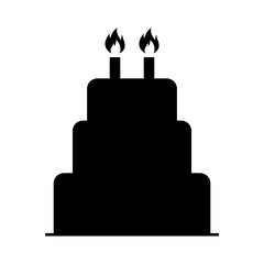 Sweet cake icon, bakery dessert food symbol, happy birthday day graphic vector illustration .