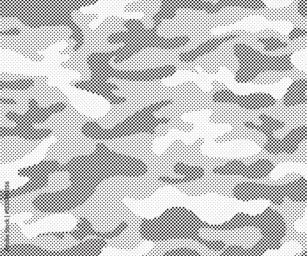 Aufkleber Abstract halftone seamless camouflage pattern. Repeating digital dotted hexagonal camo military texture background. Abstract modern fabric textile ornament. Vector illustration.	