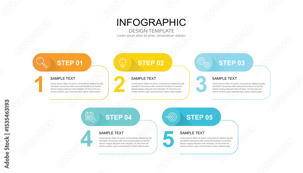 Poster infographic 5 options design elements for your business data. vector illustration