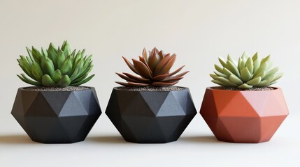 Succulent Plant in Geometric 3D Pot