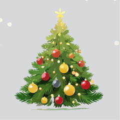 Fototapeta premium Christmas Tree With Baubles And Blurred Shiny Lights