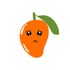 Cute funny mango fruit set collection. Vector hand drawn cartoon kawaii character illustration icon. Isolated on white background. Mango exotic baby fruit character bundle set concept. mango kawaiii