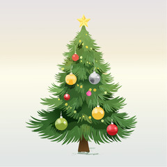 Fototapeta premium Christmas Tree With Baubles And Blurred Shiny Lights