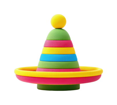 Colorful stacking toy with multi-colored rings for child's play