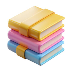 3d stack of books isolated on white background