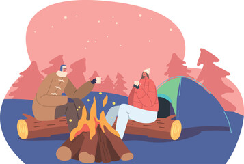 Couple celebrating Christmas in forest