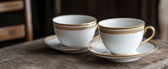 Tea Cup Set with Gold Rim Detailing