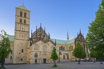 Cathedral Saint Paulus stands majestically in Münster, Germany under clear blue sky