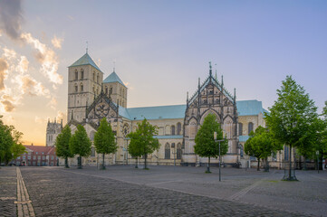 Cathedral Saint Paulus stands majestically in Münster, Germany under clear blue sky