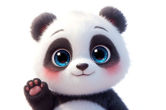 Cute cartoon panda with big eyes