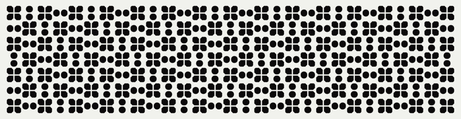 Seamless florals and circles vector pattern in black and white. Graphical illustration for a unique wall decor, textiles and interior design.