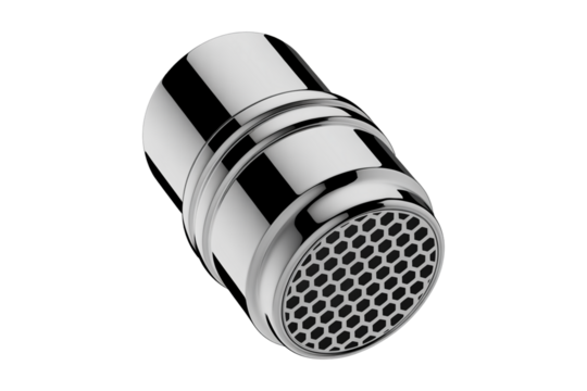 3D Rendered Chrome Water Faucet Aerator, isolated on transparent background