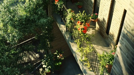 Urban Balcony Garden in 3D Render