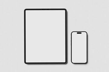 Blank Tablet and Phone for Mockup - 3D Rendering and Illustration
