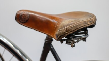 Vintage Bicycle with Worn Leather Seat