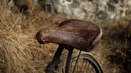 Vintage Bicycle with Worn Leather Seat