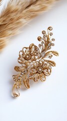 Vintage Gold Brooch with Filigree Details