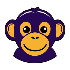 A cute cartoon Monkey, a simple flat illustration in a clipart style