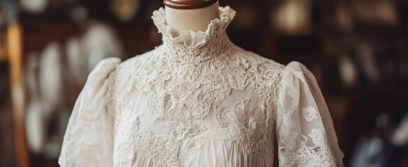 Vintage Wedding Dress on Mannequin