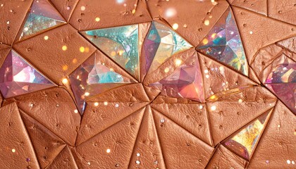 「幾何学と宝石が織りなす煌めきのアート｜レザー×クリスタルの幻想装飾」

