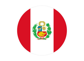 Peru Flag Icon, Round Peruvian Flag Vector Illustration Design