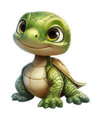 Fototapeta premium Adorable cartoon baby turtle with big eyes and intricate shell design