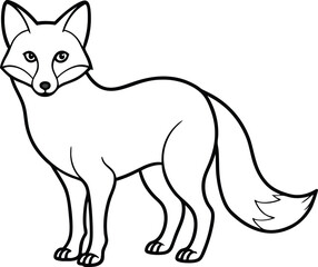 Fototapeta premium Fox black silhouette on white background 