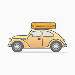 Fototapeta premium Vintage Car Icon Classic Cream and Beige Automobile Illustration
