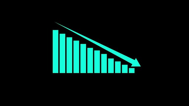Abstract Animated down graph icon designed in flat icon style, business or finance concept icon .business concept.