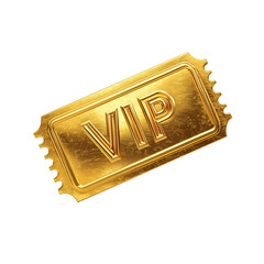 Golden VIP Ticket - Exclusive Access , PNG isolated cut out image
