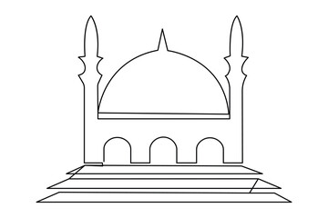 Continuous line mosque icon minimal style