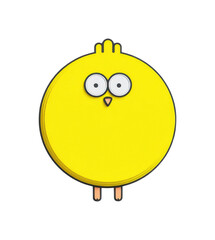 Obraz premium Cute round cartoon yellow bird with funny expression