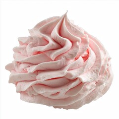 Pink whipped cream isolated on white background.