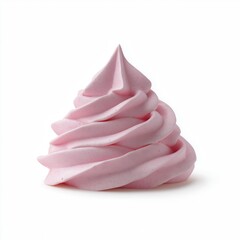 Pink whipped cream isolated on white background.