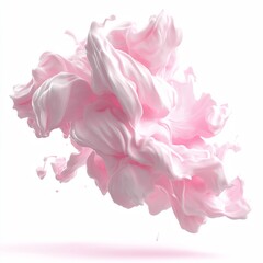 Pink whipped cream isolated on white background.