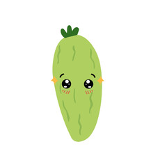 Adorable cute cucumber emoticon element stock design. baby cucumber variant face expression 