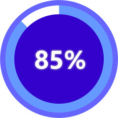 85% Complete Progress Circle Graphic Design Element