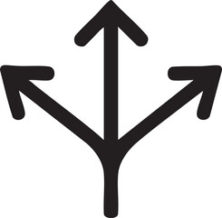 Hand Drawn Arrow Symbol Pointing in Three Directions Black on White Simple and Minimalist Design