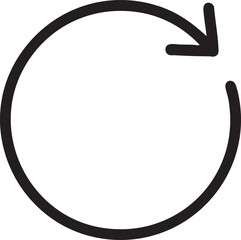 Circular Arrow Icon Representing Refresh Reload Repeat or Cycle in Black and White Simple Design